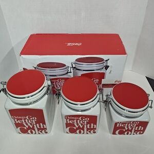 Coca-Cola Gibson 3 Piece Ceramic Canisters Set Things Go Better With Coke 2007